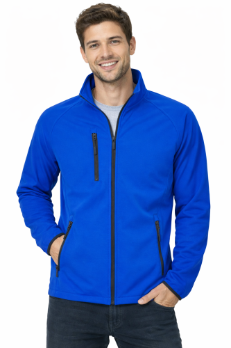 Kurtka męska softshell z kieszeniami zapinana na zamek kolor chabrowy.png