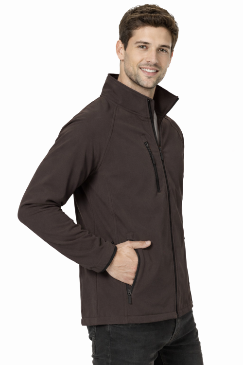 Kurtka męska softshell z kieszeniami zapinana na zamek kolor szary widok z boku.png