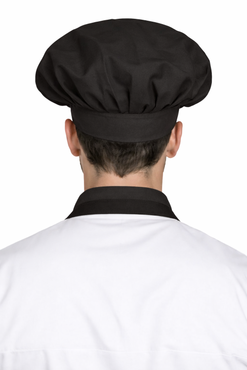 Czapka kucharska szefa kuchni unisex czarna widok z tyłu.png
