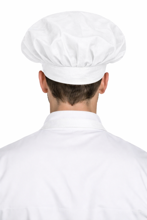 Czapka kucharska szefa kuchni unisex biała widok z tyłu.png