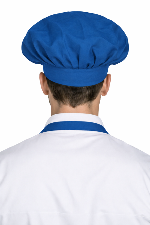 Czapka kucharska szefa kuchni unisex chabrowa widok z tyłu.png