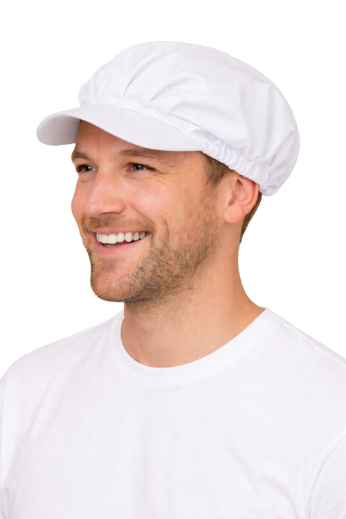 Czapka kucharska z twardym daszkiem spinner biała.png