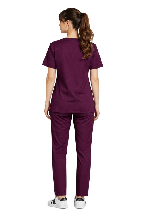 Śliwkowy  komplet medyczny CLINIC z bluzą i spodniami