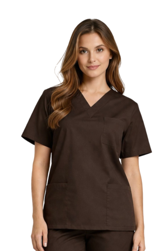 Czekoladowa  bluza chirurgiczna damska