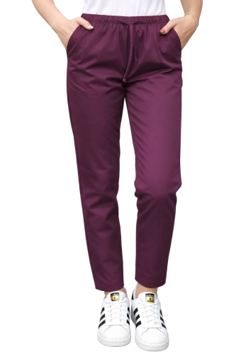 Cygaretki medyczne kolor śliwkowy spodnie prosty krój