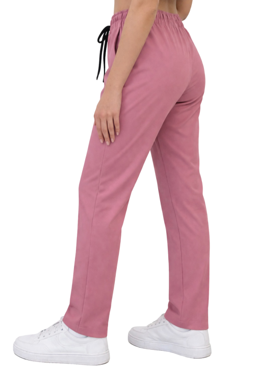 Spodnie medyczne damskie  , prosta nogawka  w kolorze bródny róż