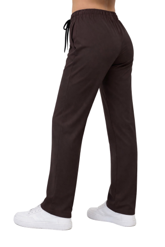 Spodnie medyczne damskie  , prosta nogawka  w kolorze czekoladowym.png