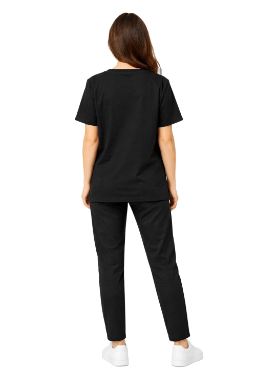 Czarny komplet chirurgiczny damski wykonany z bawełny