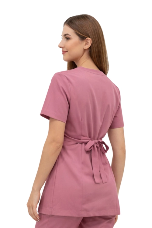 Tunika kopertowa basic premium w kolorze brudny róż