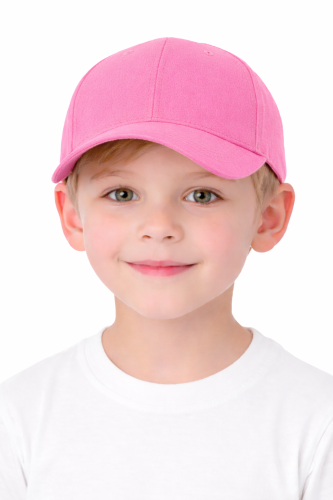 Czapka dziecięca dla chłopca i dziewczynki zapinana na rzep 290g z wywietrznikami rózowa przód.png