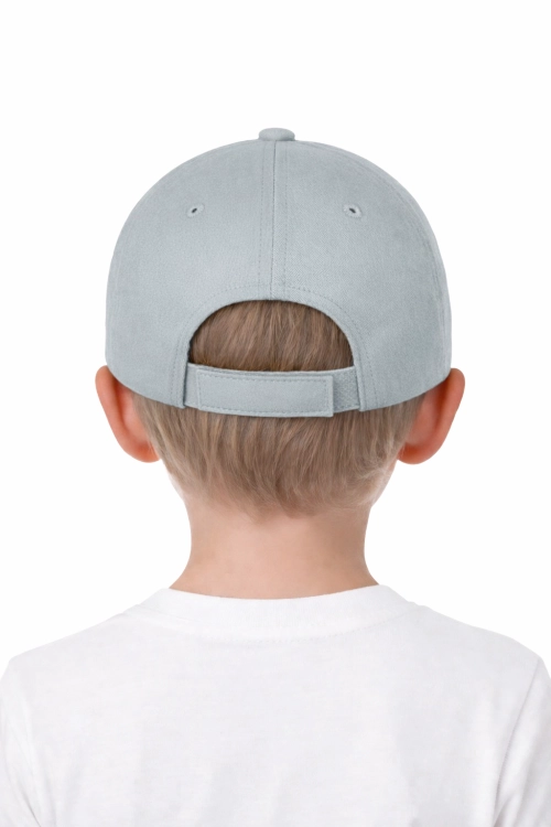Czapka dziecięca dla chłopca i dziewczynki zapinana na rzep 290g z wywietrznikami szara tył.png