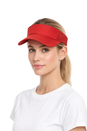 Daszek przeciwsłoneczny z daszkiem zapinany na rzep czerwony visor.png