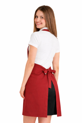 Fartuszek do kuchni dla gastronomii kolor czerwony widok z tyłu.png