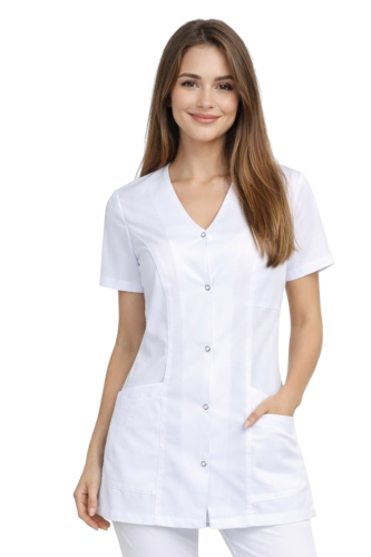 Damski żakiet elastyczny  kosmetyczny CASUAL PREMIUM w kolorze białym.png