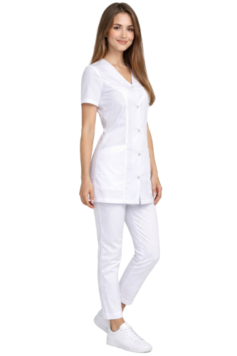 Damski komplet medyczny CASUAL PREMIUM w kolorze białym.png