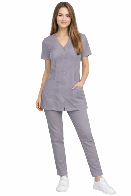 Komplet medyczny damski CASUAL PREMIUM w ciemnym szarym kolorze