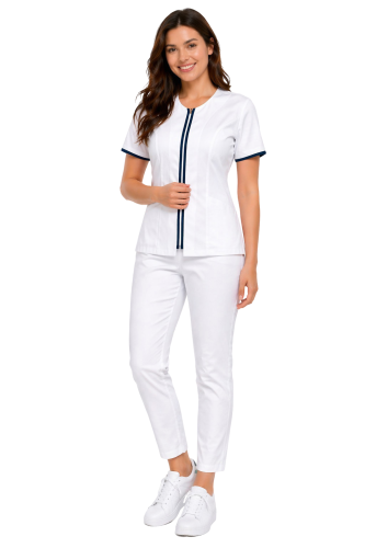 Komplet MEDICAL BEAUTY medyczny żakiet z granatową  lamówką i cygaretki