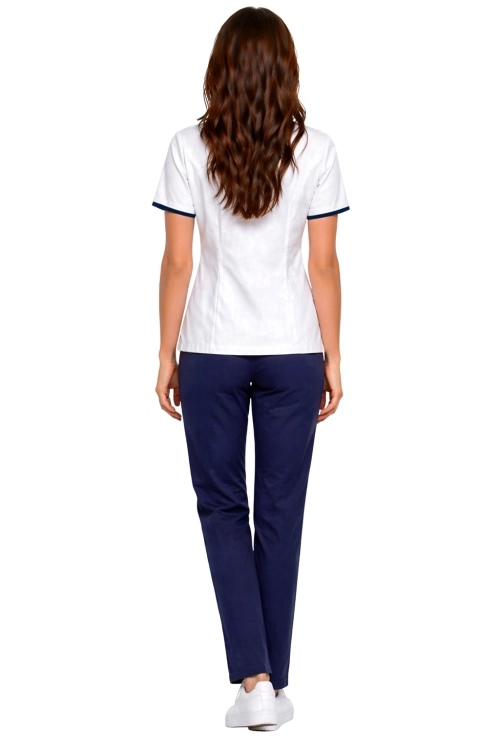 Bluza i cygaretki w komplecie MEDICAL BEAUTY z granatową lamówką i granatowymi spodniami