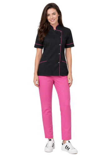 Komplet MEDICAL BEAUTY medyczny bluza czarna  z różową  lamówką  i różowe cygaretki.png