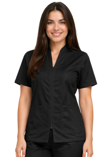 Żakiet kosmetyczny damski na suwak czarny