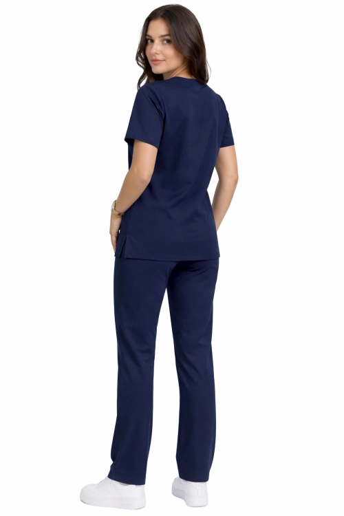 Medyczny komplet Casual  PREMIUM w kolorze ciemny granat ,klasyczne proste spodnie