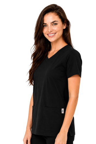 Czarna bluza medyczna z elastycznej bawełny 100%.png