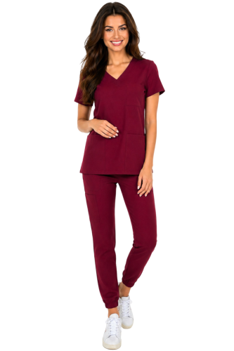 Komplet medyczny damski bordowy – scrubs CASUAL PREMIUM