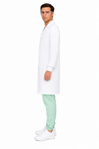 zestaw laboratoryjny męski fartuch medyczny i okulary przeciwodpryskowe widok z boku.png